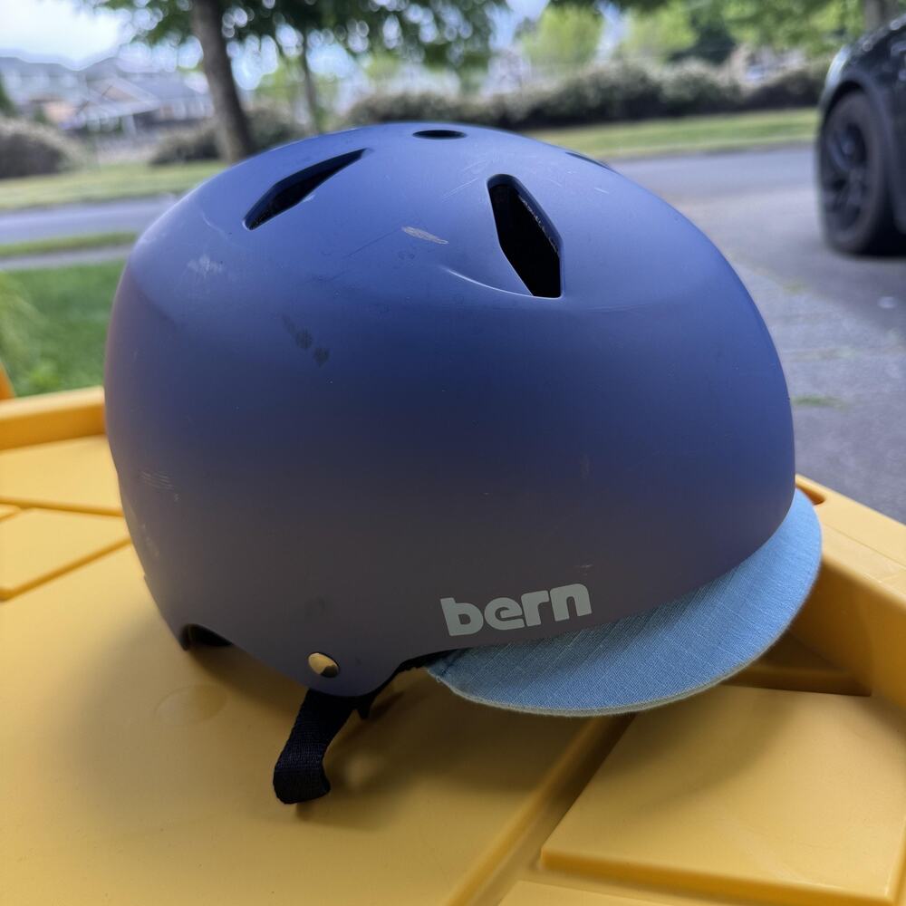 Bern Comet Helmet Large 54-58cm Blue Visor CPSC EPS Bike Skate Multi Sport